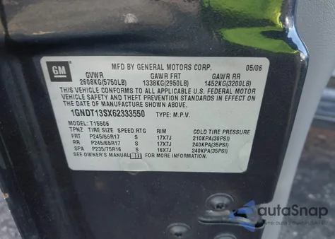 2006 Chevrolet Trailblazer Ls from USA, damaged, VIN 1GNDT13SX62333550